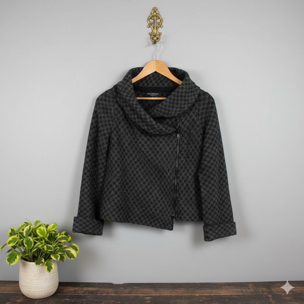 Chiaramente Wrap Womens Small Charcoal & Grey Wool Wrap Sweater